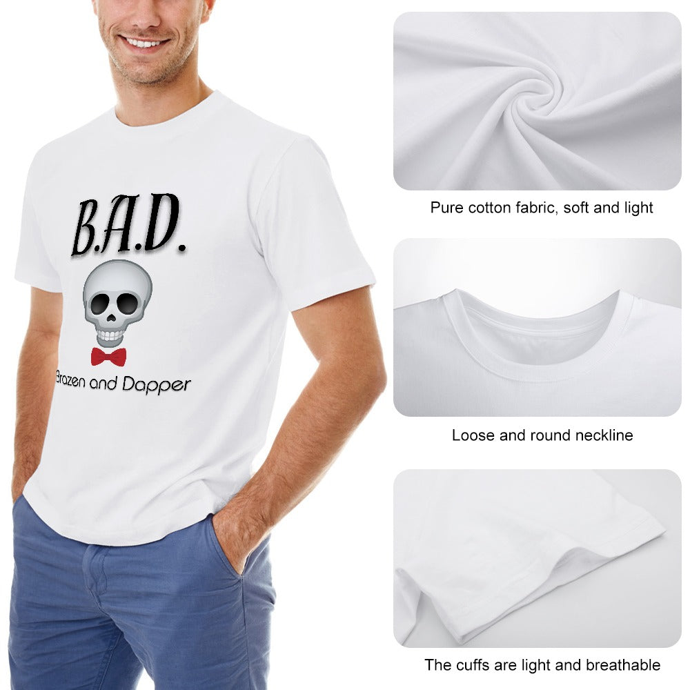 Men's Brazen And Dapper Skull Bowtie Print Cotton T-shirt White