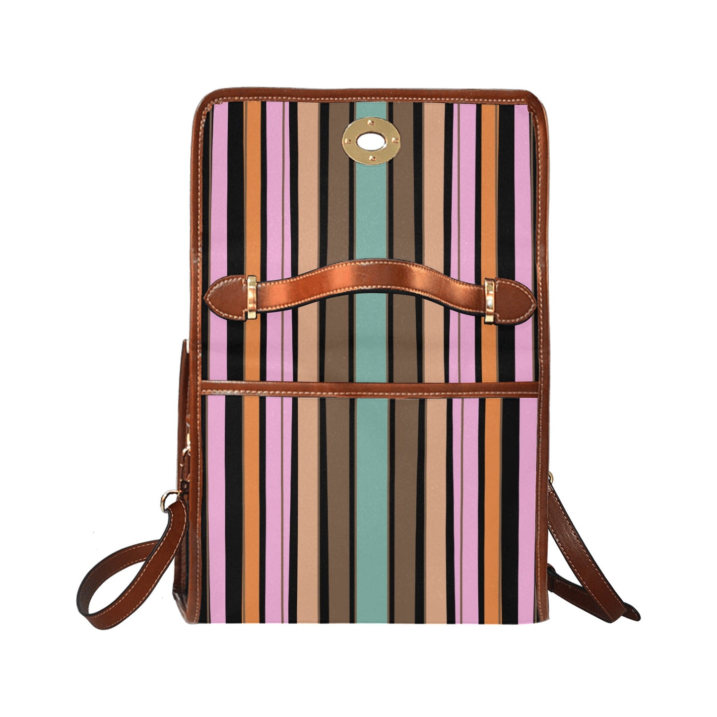 Women's Rustic Stripe Print Handbag With Shoulder Strap