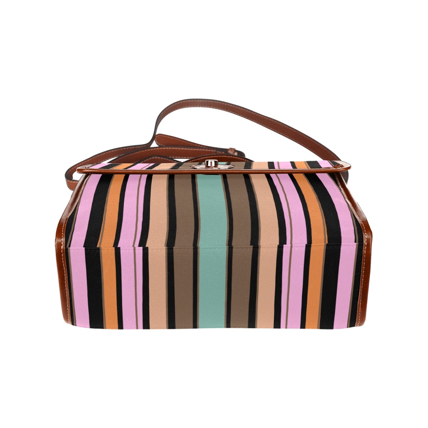 Women's Rustic Stripe Print Handbag With Shoulder Strap