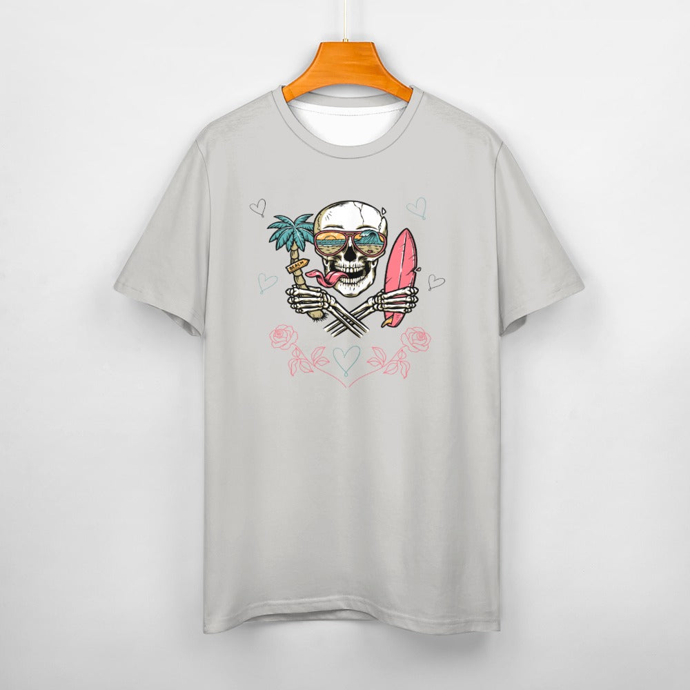 Women's Skull Beach Print Cotton T-shirt