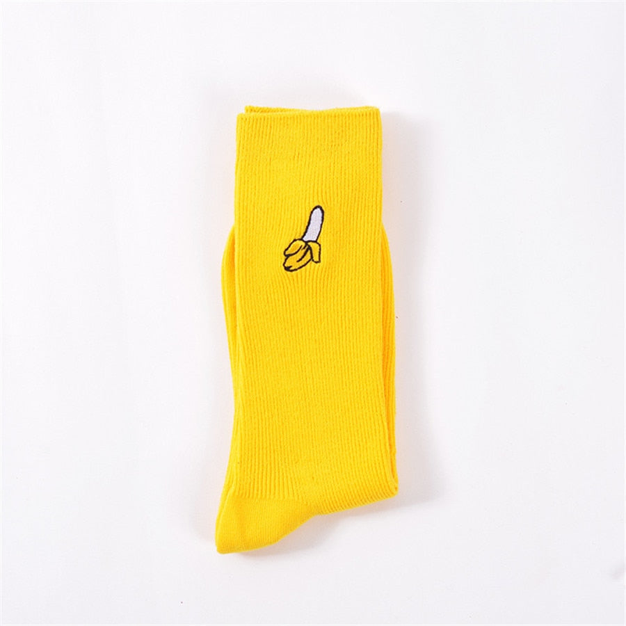 Unisex Knitted Socks Cute Cartoon Fruit Print Avocado Banana Cherry Peach Fun Footwear