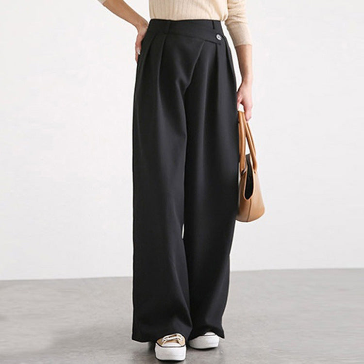 Women's Irregular Belt Design Wide Leg Trousers