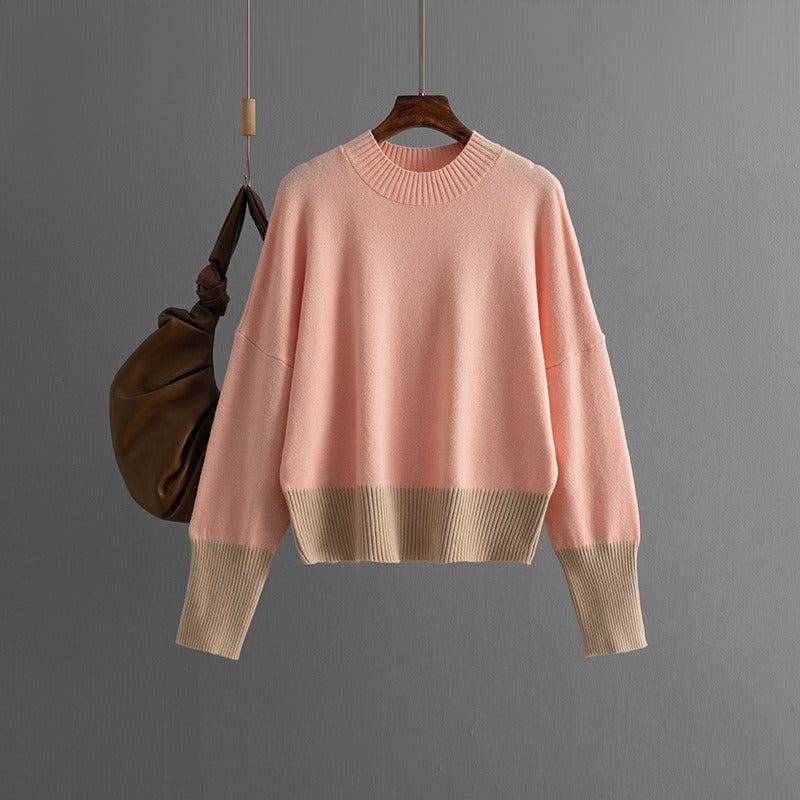 Women's Knitted Sweater Round Neck Loose Fit Long Sleeve Jumper