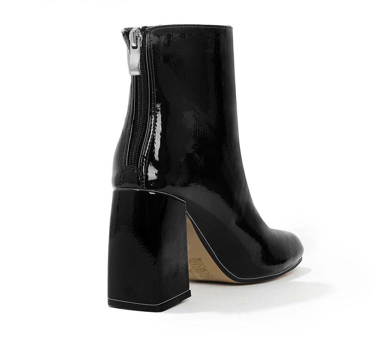 Women's PU Leather Square Toe Chunky Heel Ankle Boots