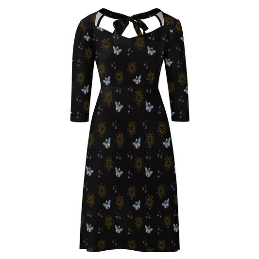 Women's Butterfly Sun Back Tie Fitted Dress