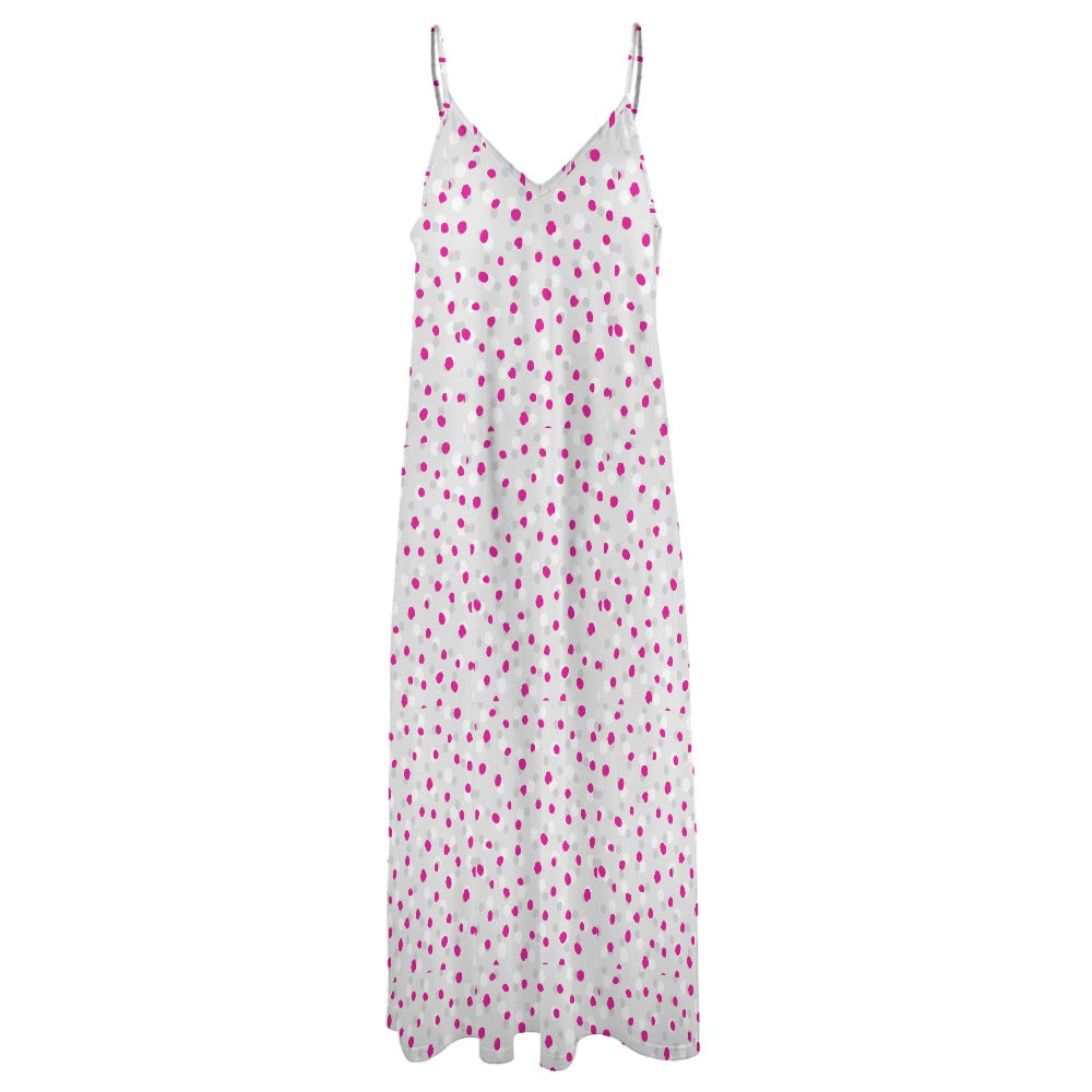 Women's Polka Dot Spotty Print Spaghetti Strap Maxi Dress