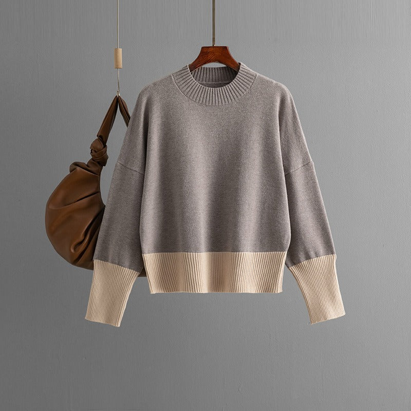 Women's Knitted Sweater Round Neck Loose Fit Long Sleeve Jumper