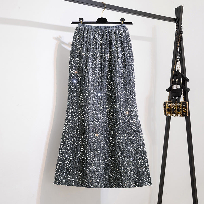 Women's Plus Size Glitter Sequin A-Line Skirt