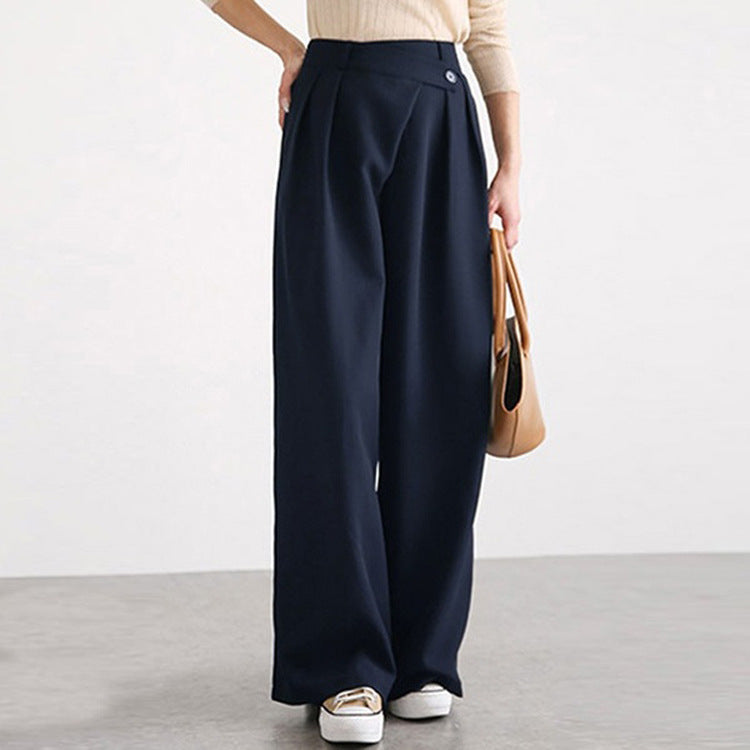Women's Irregular Belt Design Wide Leg Trousers