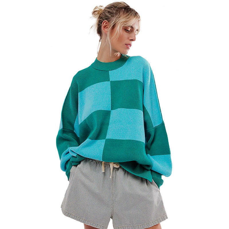 Women's Block Contrast Drop Shoulder Knit Jumper
