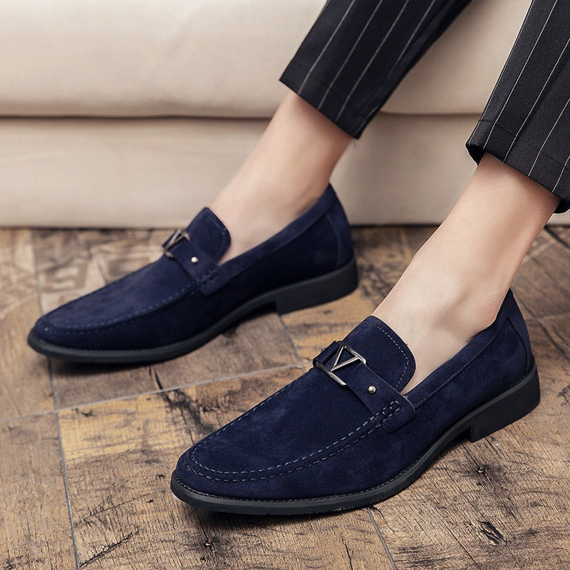 Men's Faux Suede Loafers Pointed Toe Slip On Shoes