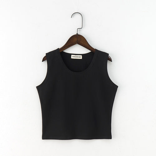 Women's Basic Solid Colour Cotton Tanks Camisole Fitness T-Shirt Crop Top