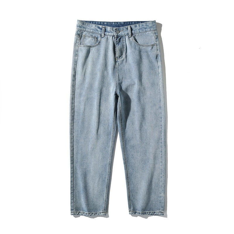 Men's Denim Jeans Loose Straight Leg Long Trousers Casual Pants
