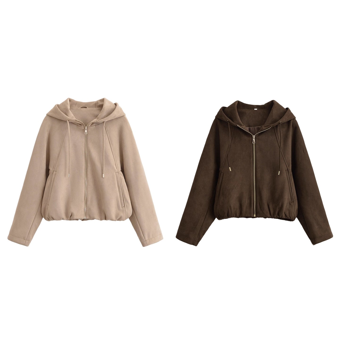 Women's Faux Suede Hooded Jacket