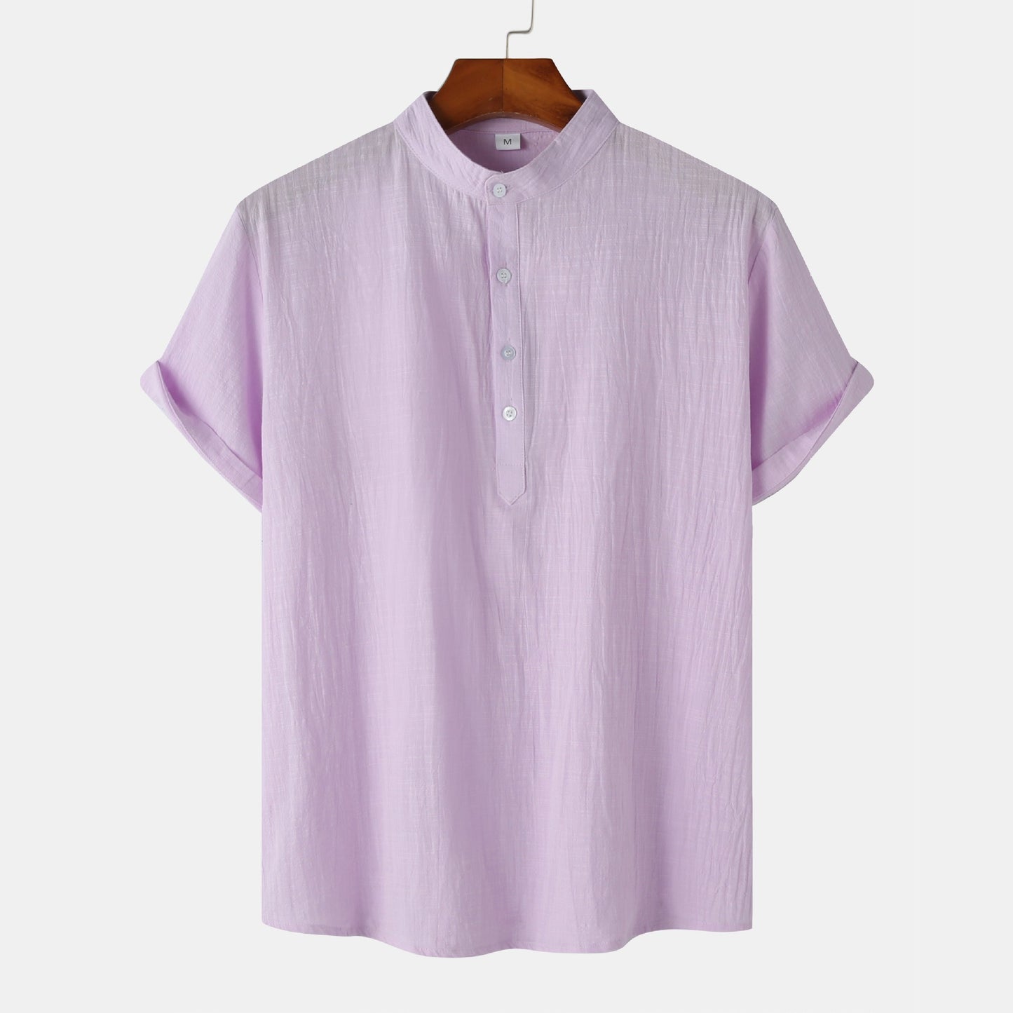 Men's Linen Short Sleeved Half Button Shirt