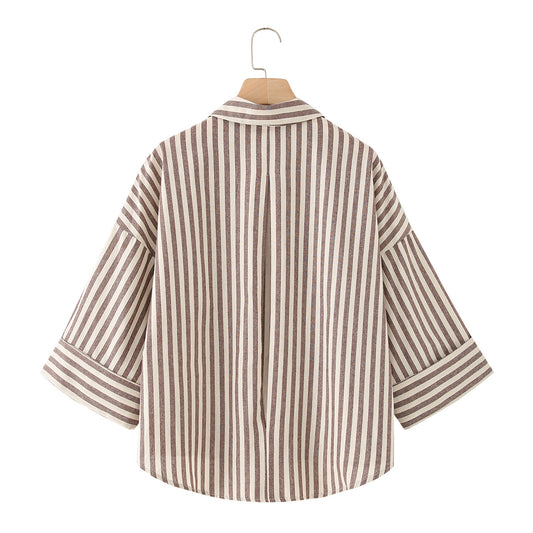 Women's Wide Sleeved Loose Fit Cotton Shirt