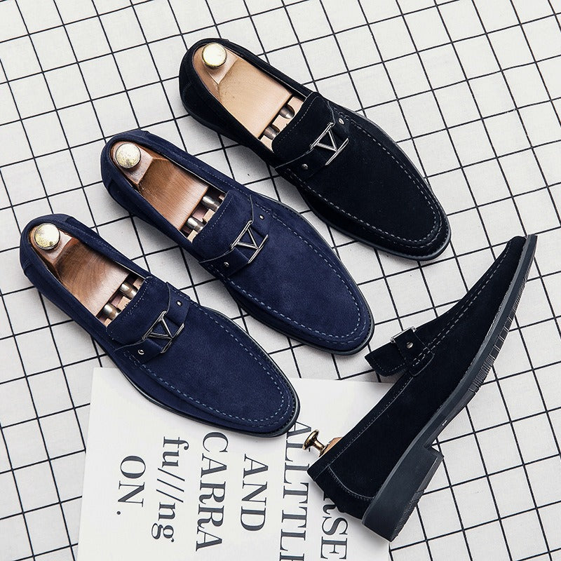 Men's Faux Suede Loafers Pointed Toe Slip On Shoes