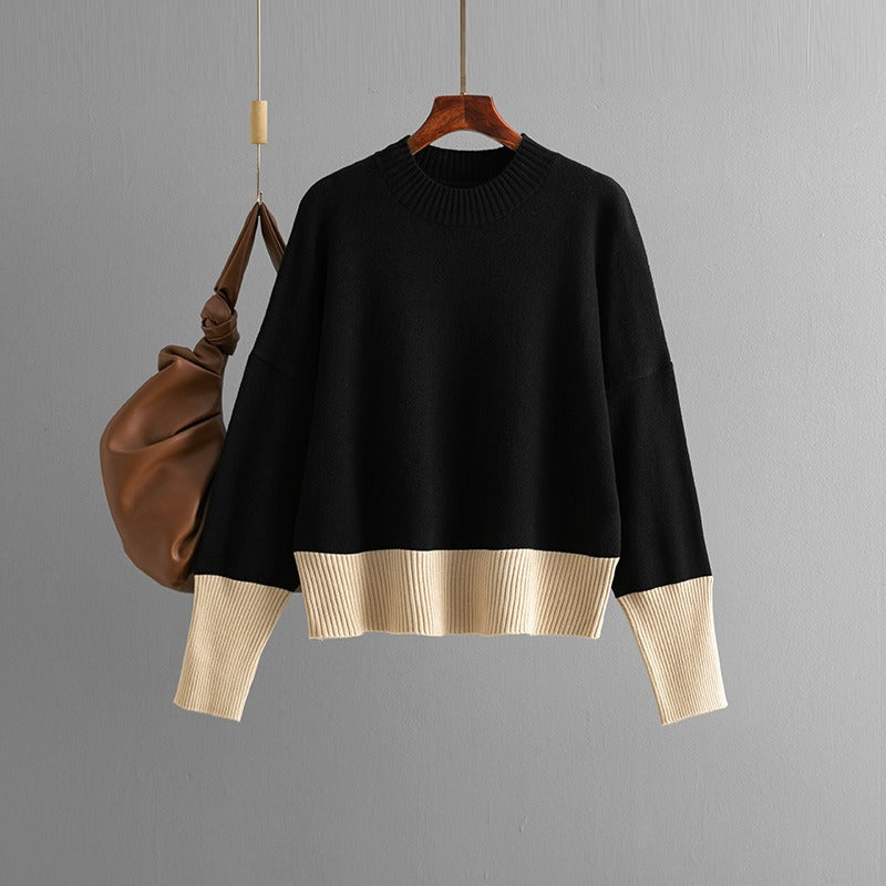Women's Knitted Sweater Round Neck Loose Fit Long Sleeve Jumper