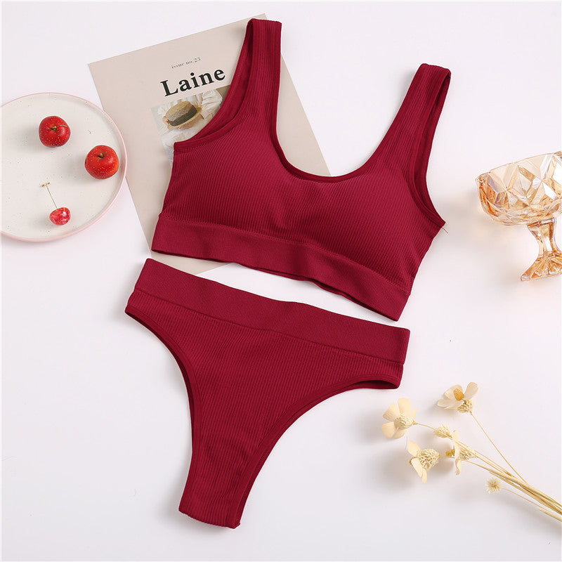 Women's Seamless Underwear Bra Top and Pants Set