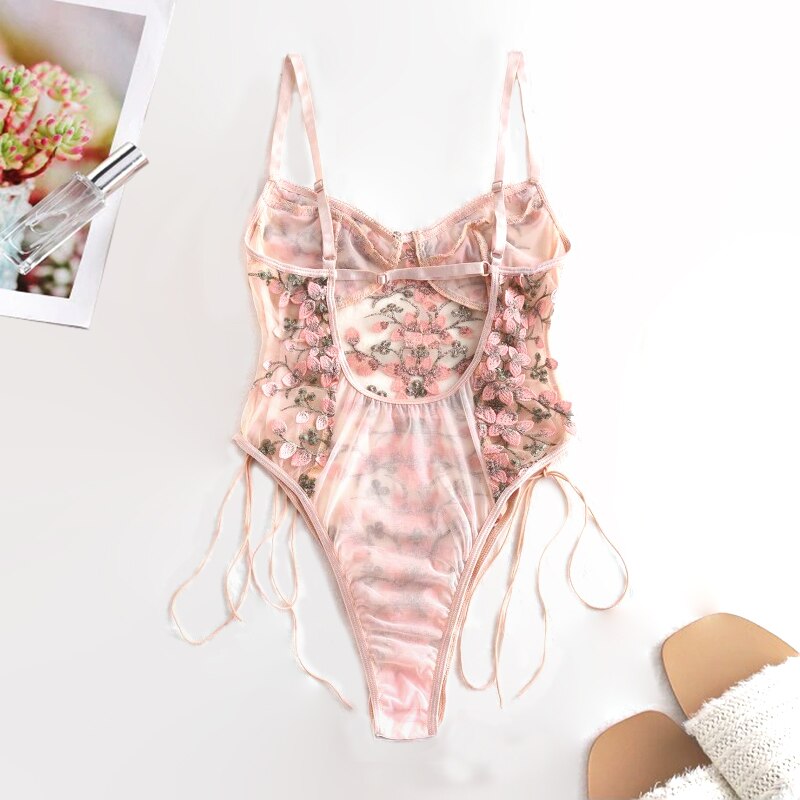 Women's Sexy Embroidered Lace Corset Bodysuit