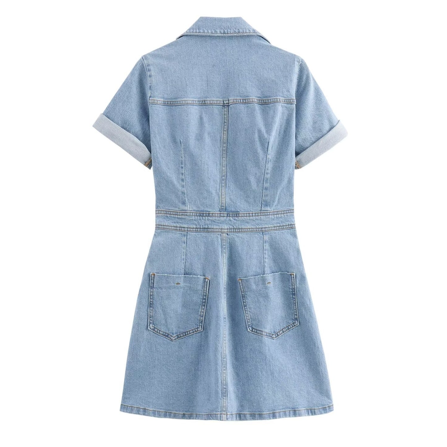 Women's Denim Mini Button Front Fitted Dress