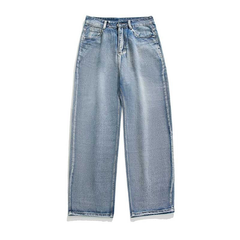 Men's Denim Jeans Loose Straight Leg Long Trousers Casual Pants