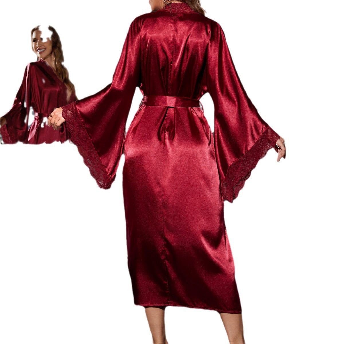 Women's Silk Lace Dressing Robe