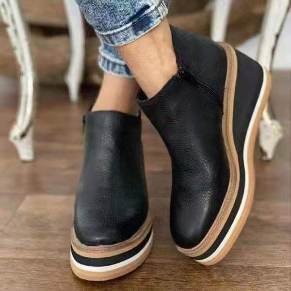 Women's Faux Leather Platform Wedge Ankle Boots