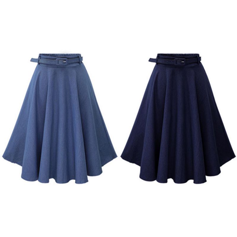 Women's Denim Skirt A-line High Elastic Waist