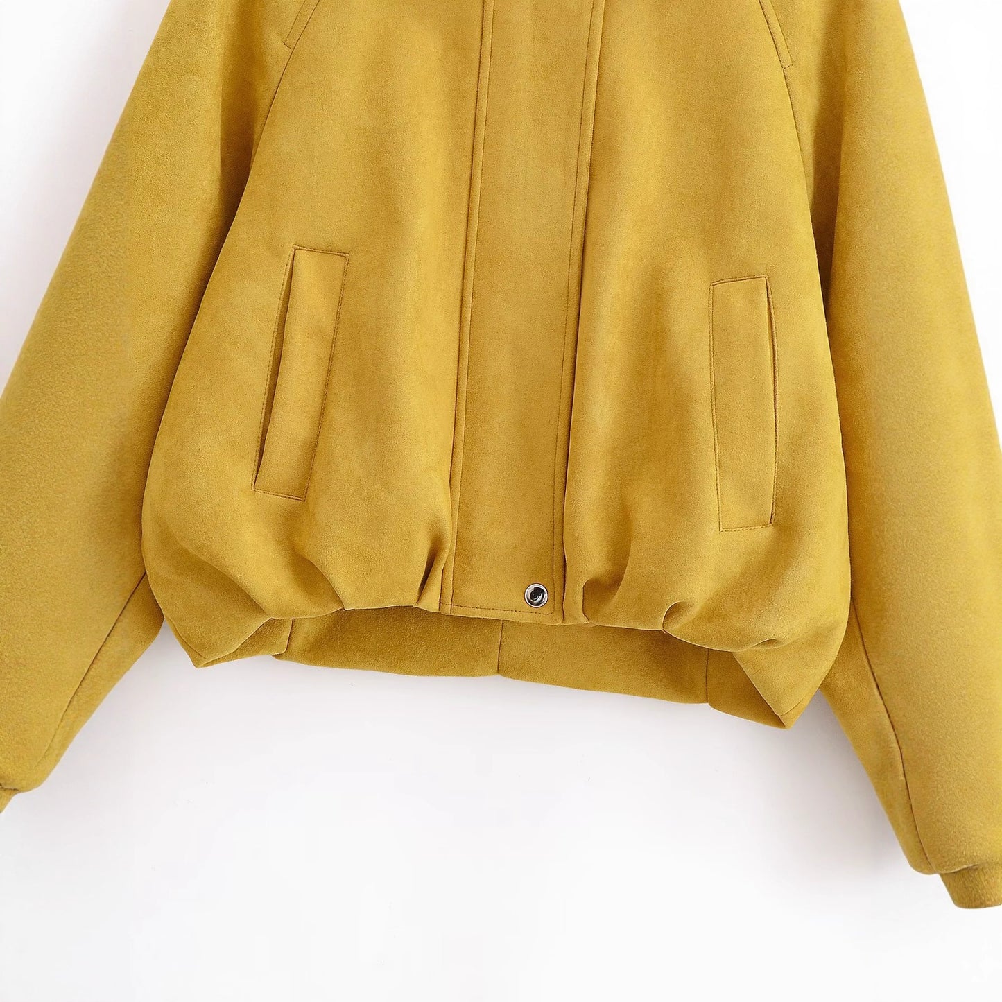 Women's Yellow Faux Suede Casual Jacket