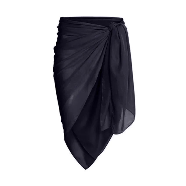 Women's Black Rainbow Trim Swimsuit With Midi Sarong Cover Up