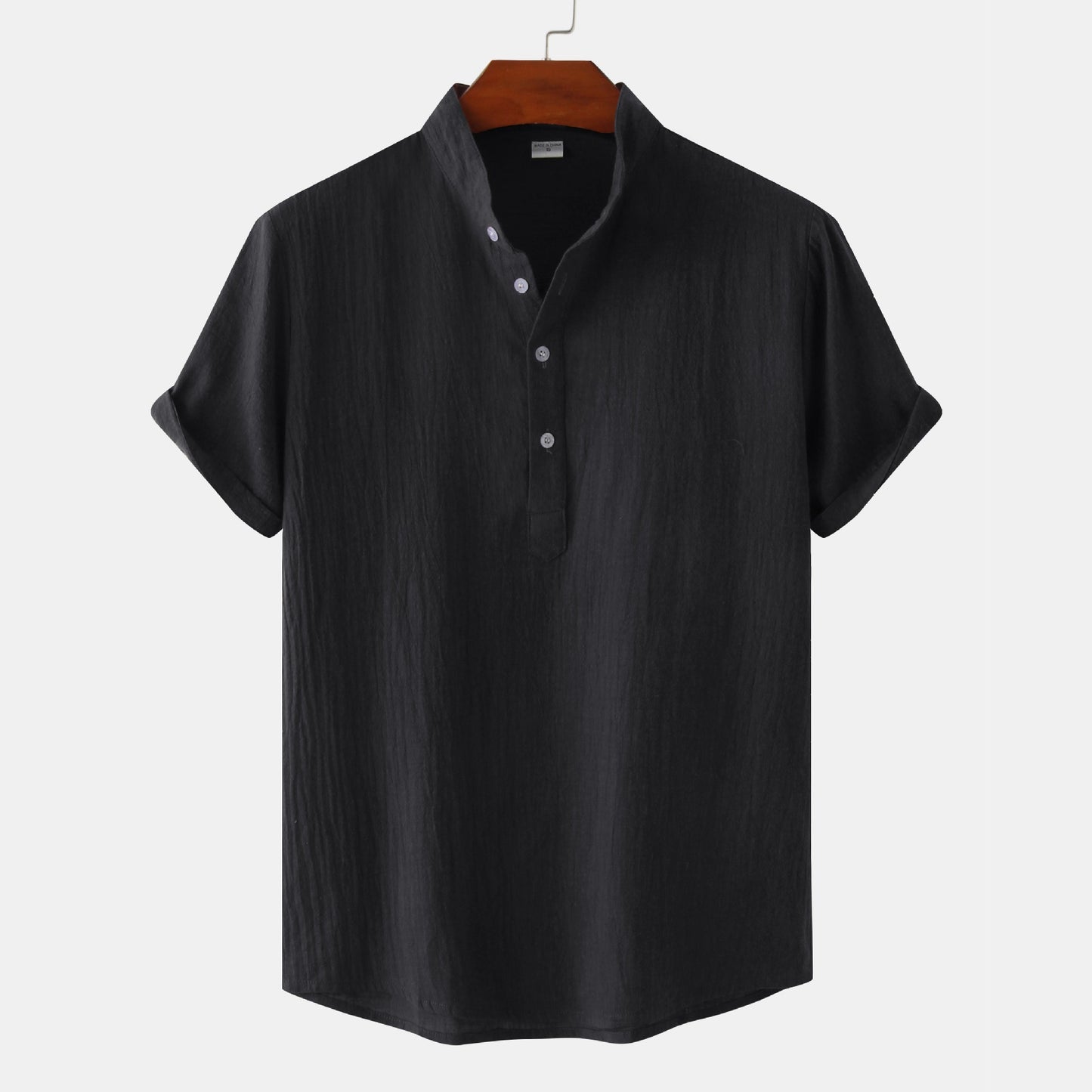 Men's Linen Short Sleeved Half Button Shirt