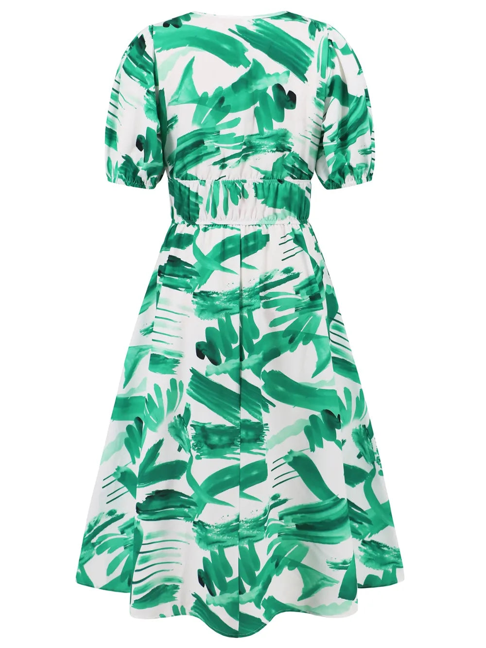 Women's Ruched Floral Print Flare Midi Dress