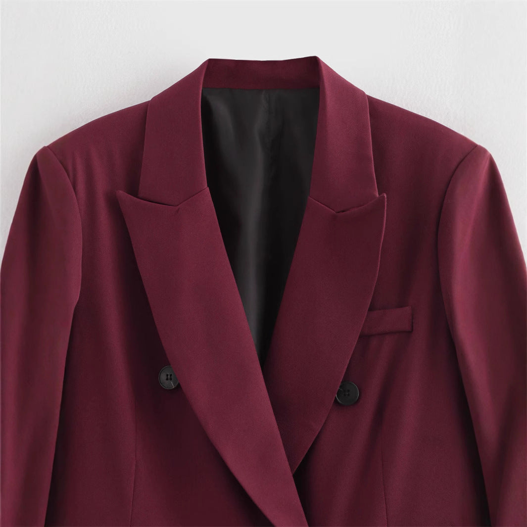 Women's Double Breasted Suit Jacket Blazer