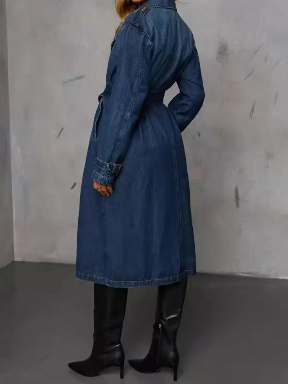 Women's Denim Belted Trench Coat