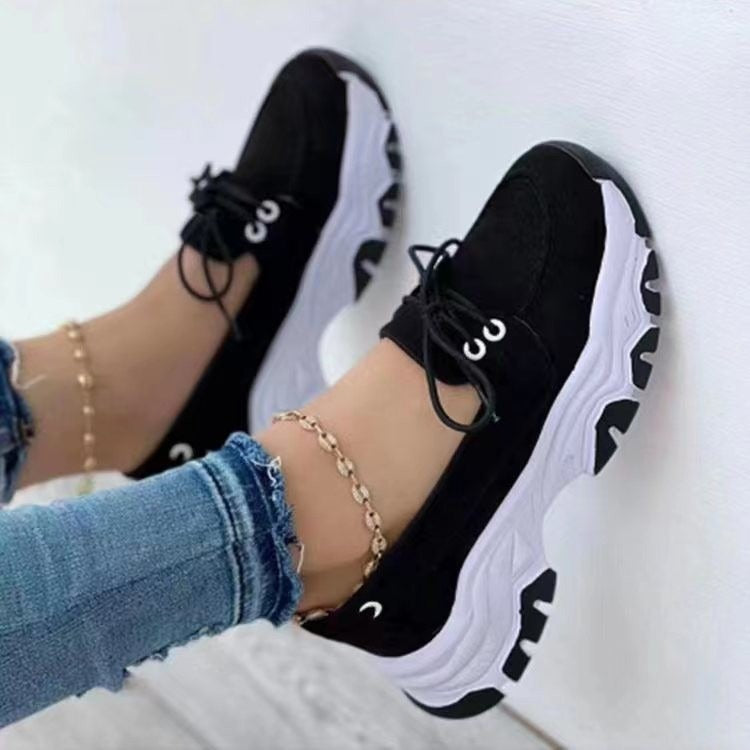 Women's Trainers Lace Up Chunky Sole Casual Shoes