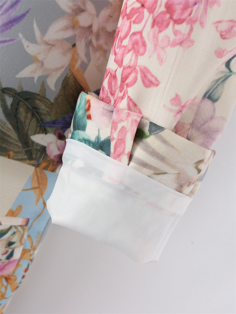 Women's Floral Print Patchwork Blazer