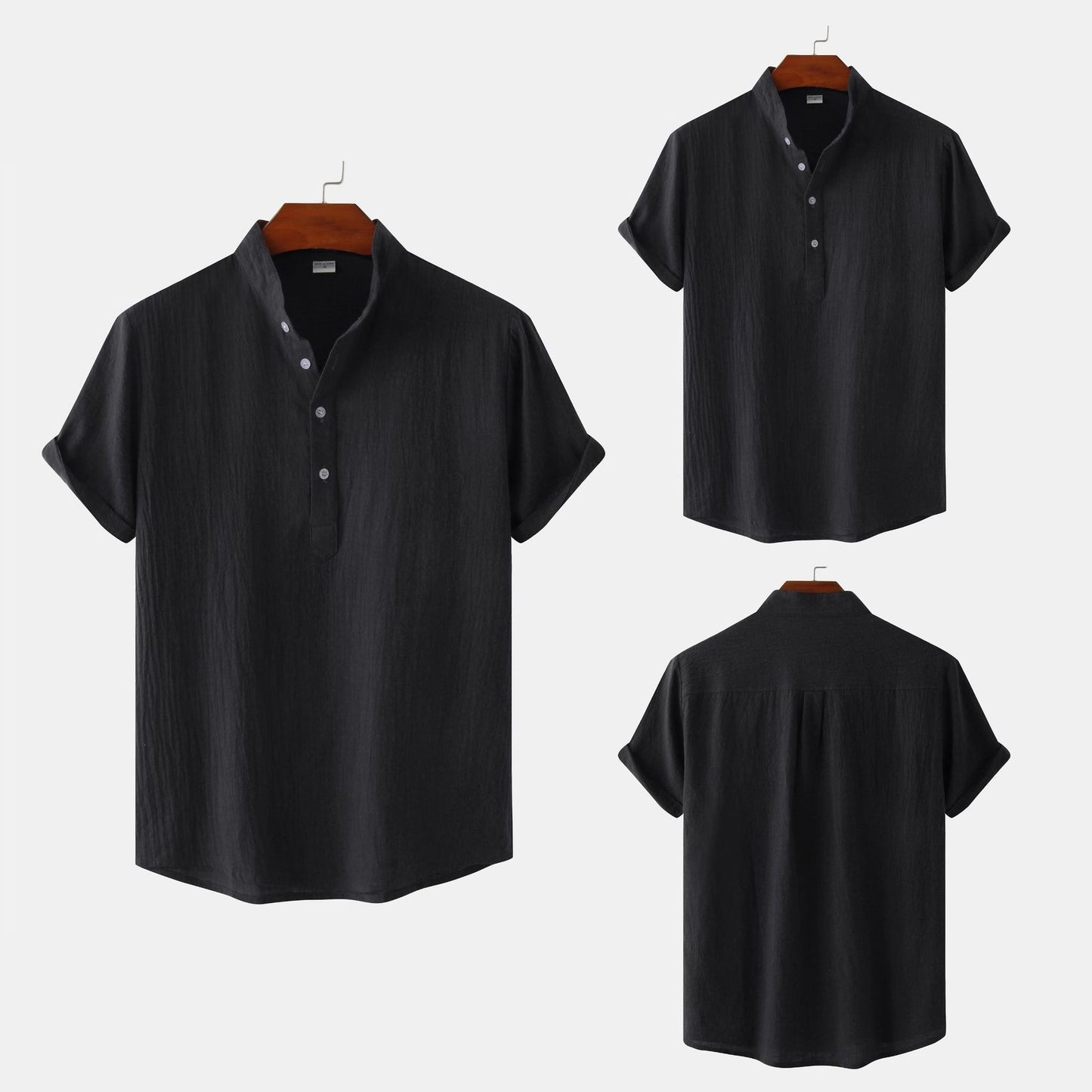 Men's Linen Short Sleeved Half Button Shirt