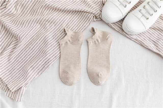 Women's Cotton Ankle Socks Embroidered Funny Face Expression 1 Pair