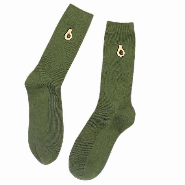 Unisex Knitted Socks Cute Cartoon Fruit Print Avocado Banana Cherry Peach Fun Footwear