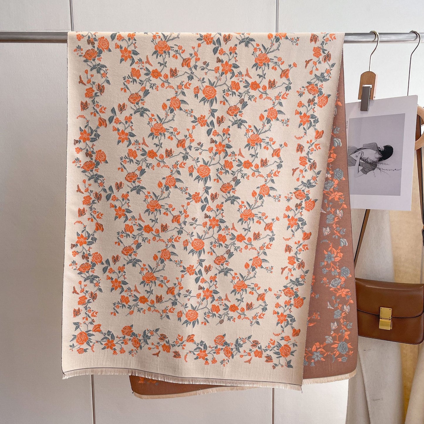 Women's Quality Floral Print Pashmina Fringed Edge Scarf