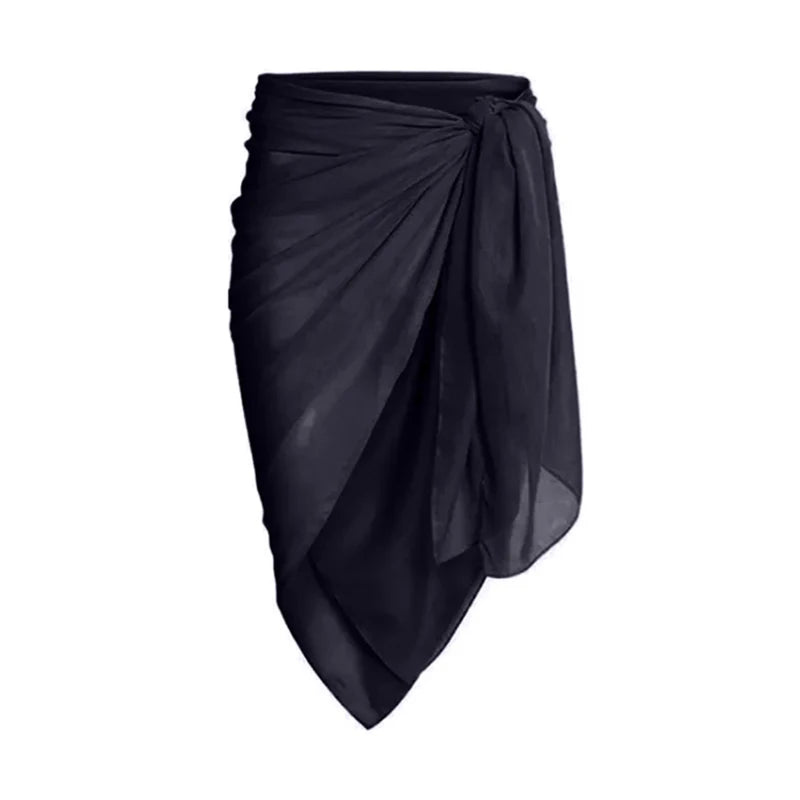 Women's Black Rainbow Trim Swimsuit With Midi Sarong Cover Up