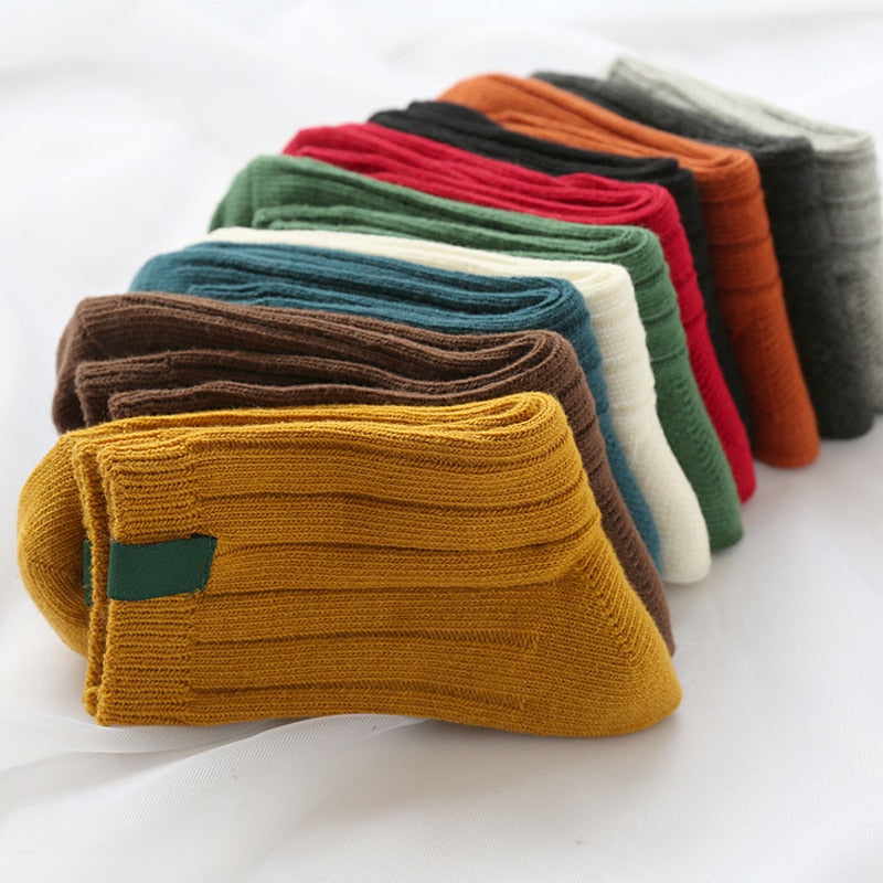 Women's Solid Colour Ribbed Warm 3D Socks Warm Footwear