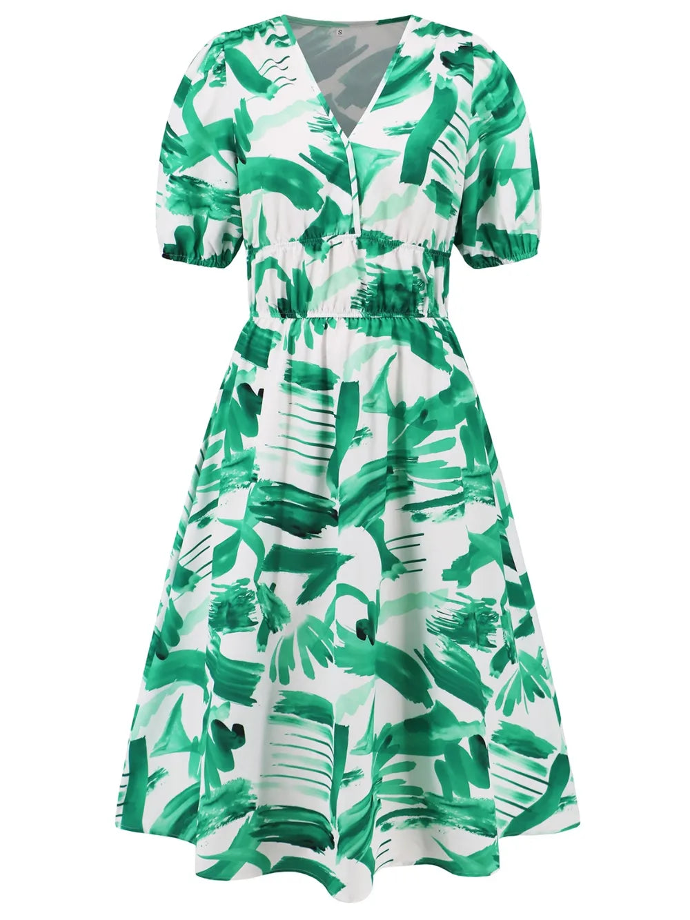 Women's Ruched Floral Print Flare Midi Dress