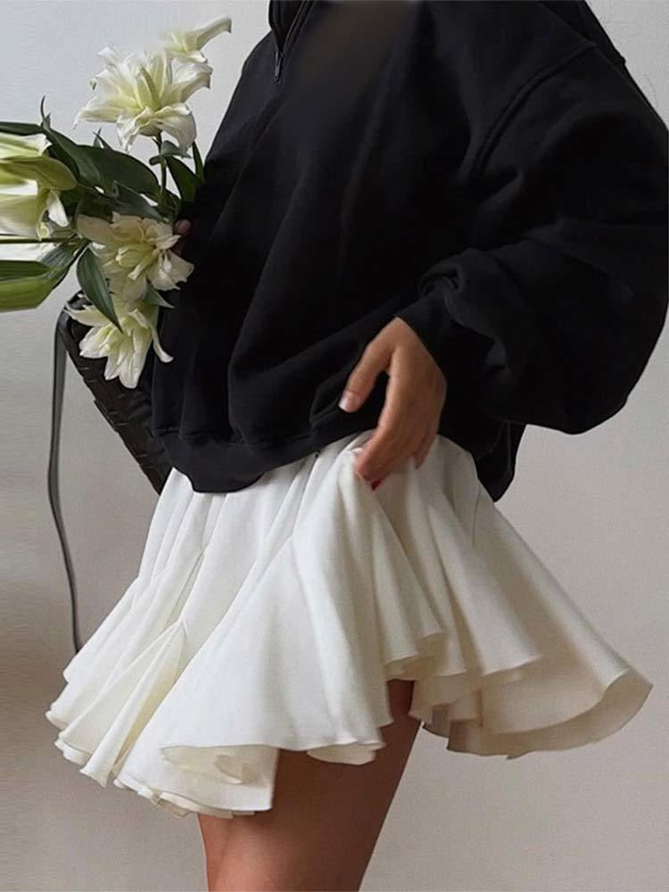 Women's Ruffled Pleated Flare Mini Skirt