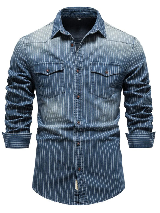 Men's Pinstripe Denim Shirt