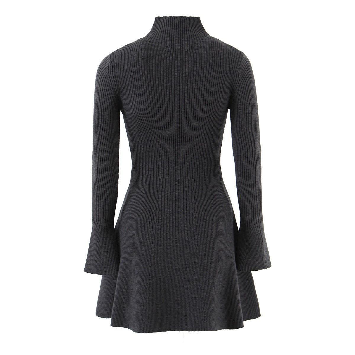 Women's Ribbed Knit High Neck Long Sleeve Dress