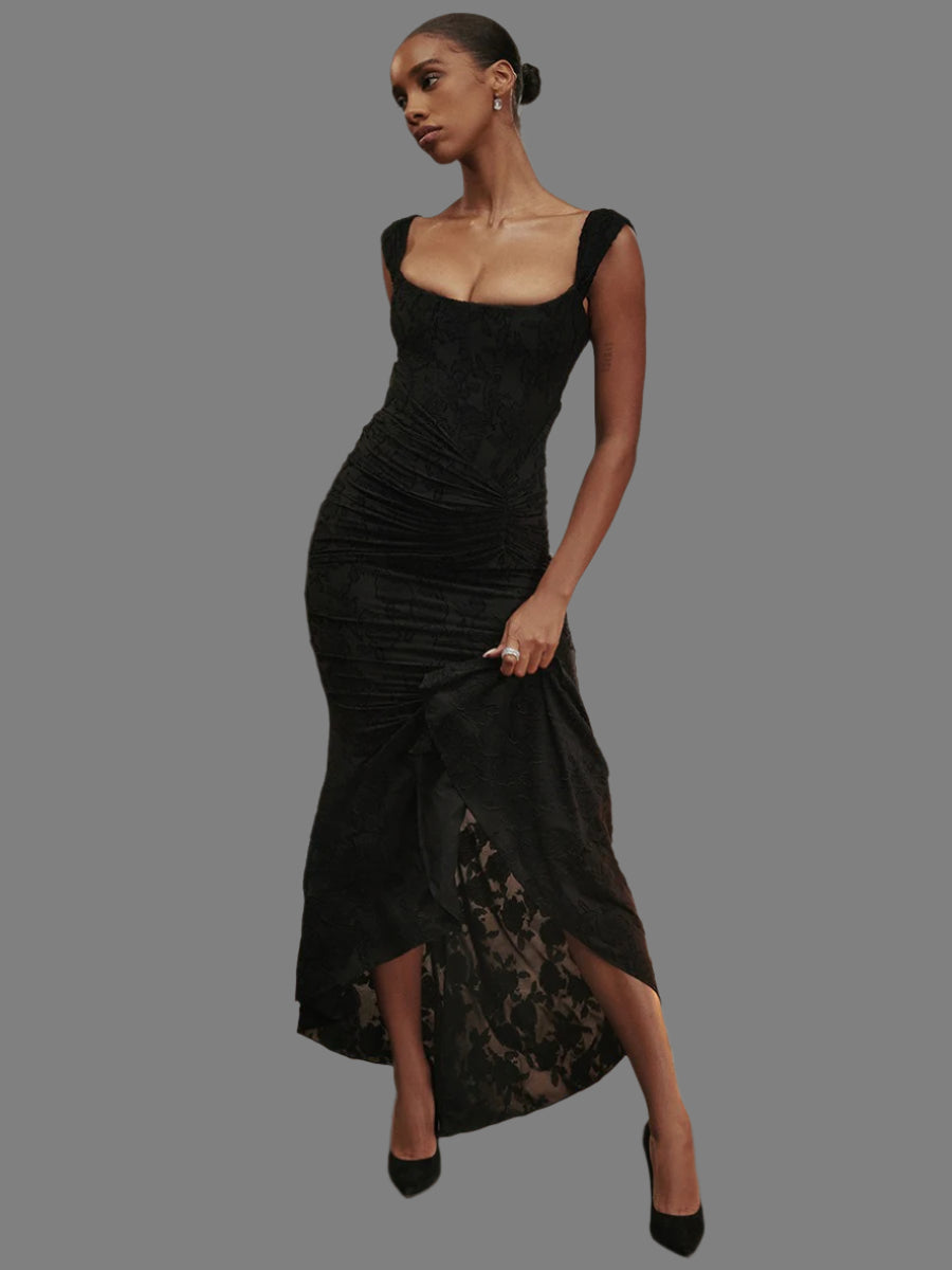 Women's Lace Corset Fitted Fishtail Midi Dress