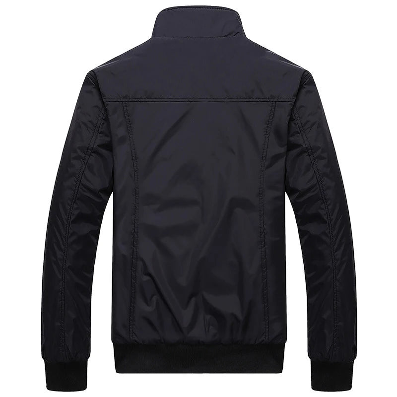 Men's Bomber Jacket Stand Collar Zip Front with Pockets