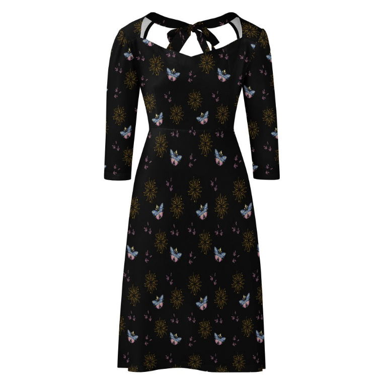 Women's Butterfly Sun Back Tie Fitted Dress